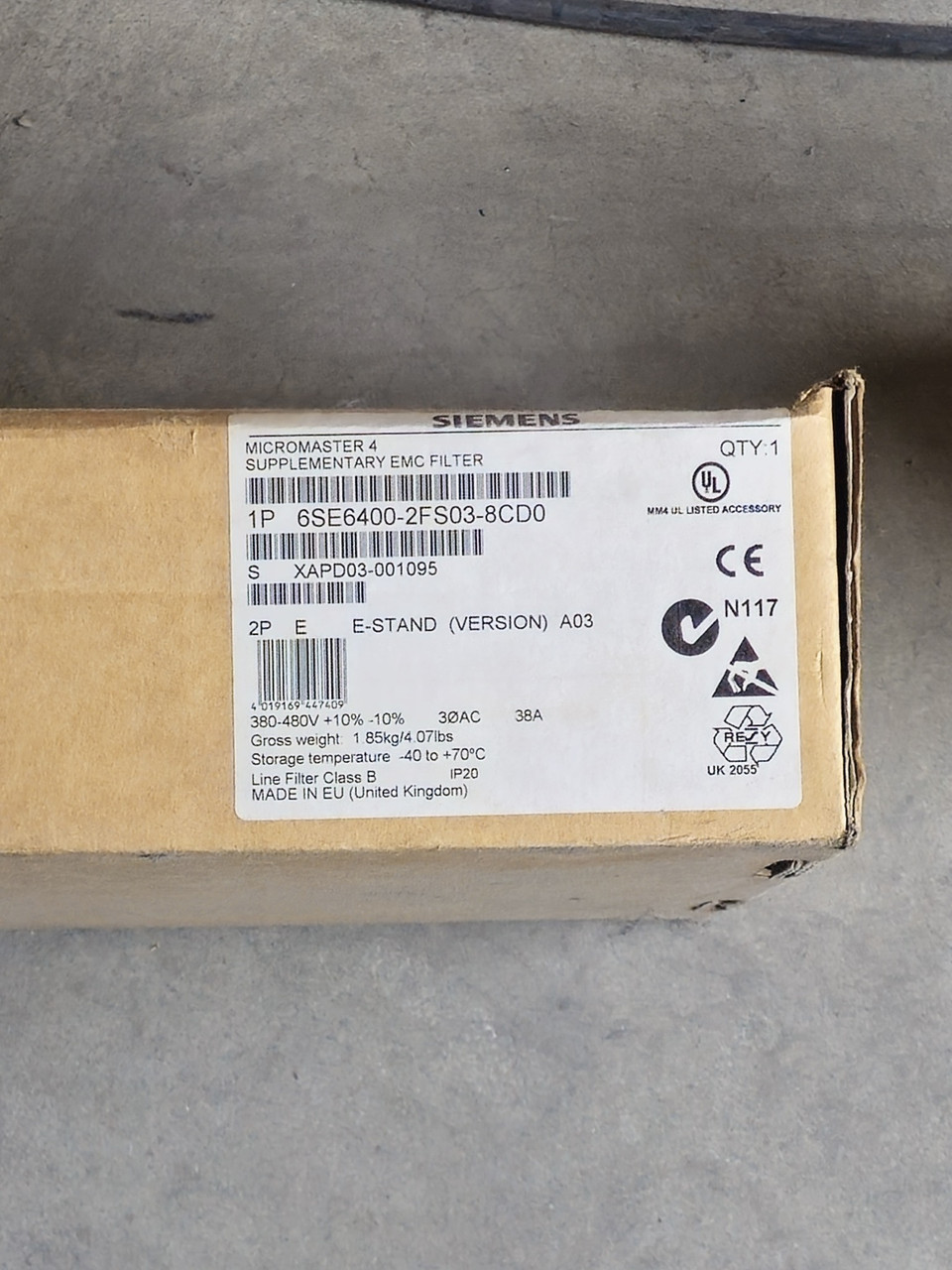 Siemens 6SE6400-2FS03-8CD0 Supplementary EMC Filter for MICROMASTER 440