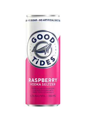 GOOD TIDES RASPBERRY SELTZER CANS 6X4X330ML