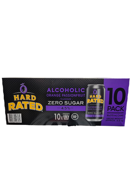 HARD RATED ORANGE PASSIONFRUIT ZERO SUGAR CANS 3X10X375ML