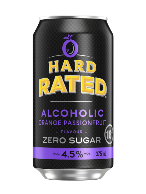 HARD RATED ORANGE PASSIONFRUIT ZERO SUGAR CANS 6X4X375ML