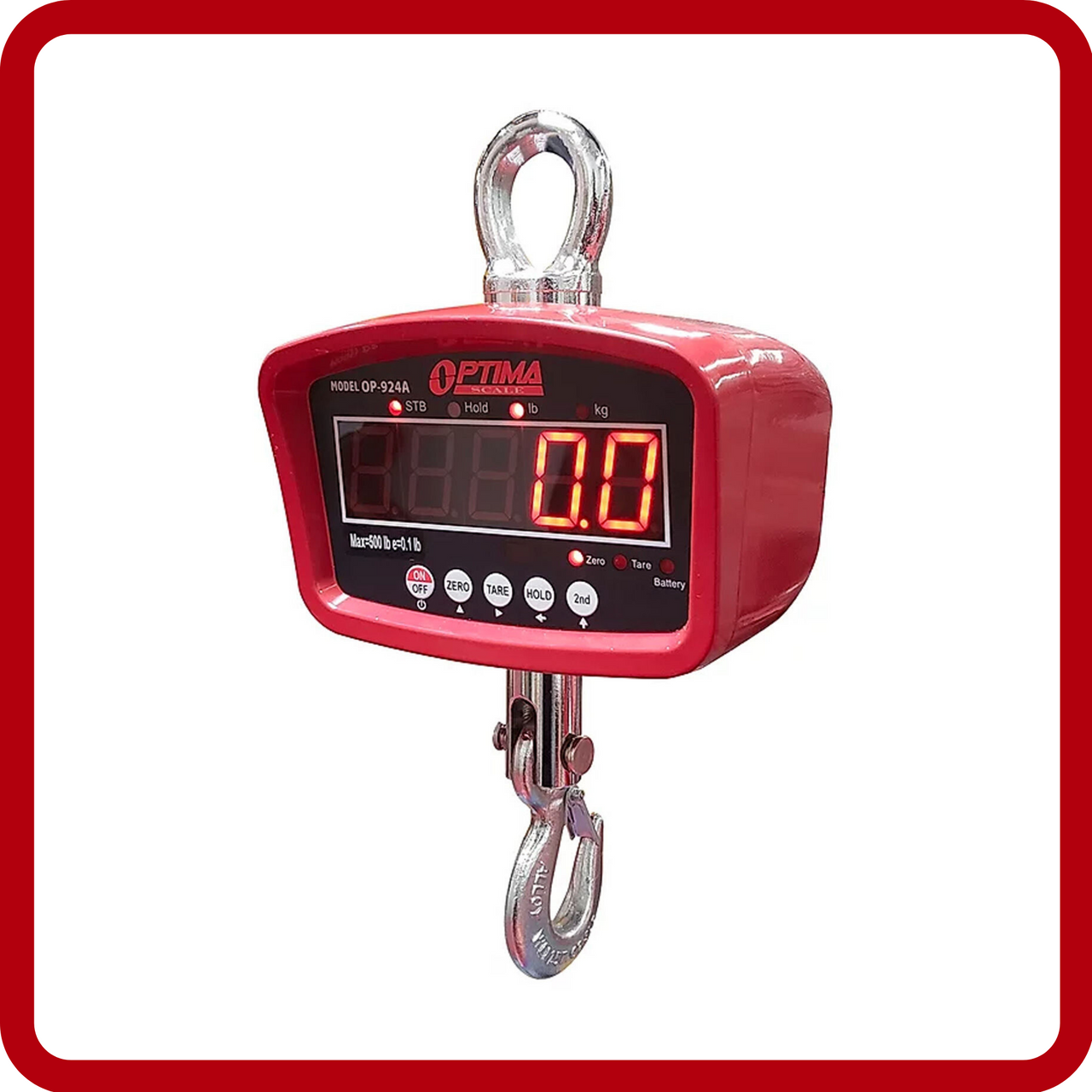 Optima Scales OP-926-3000 Hanging Scale - 3000 lbs x 0.5 lb.