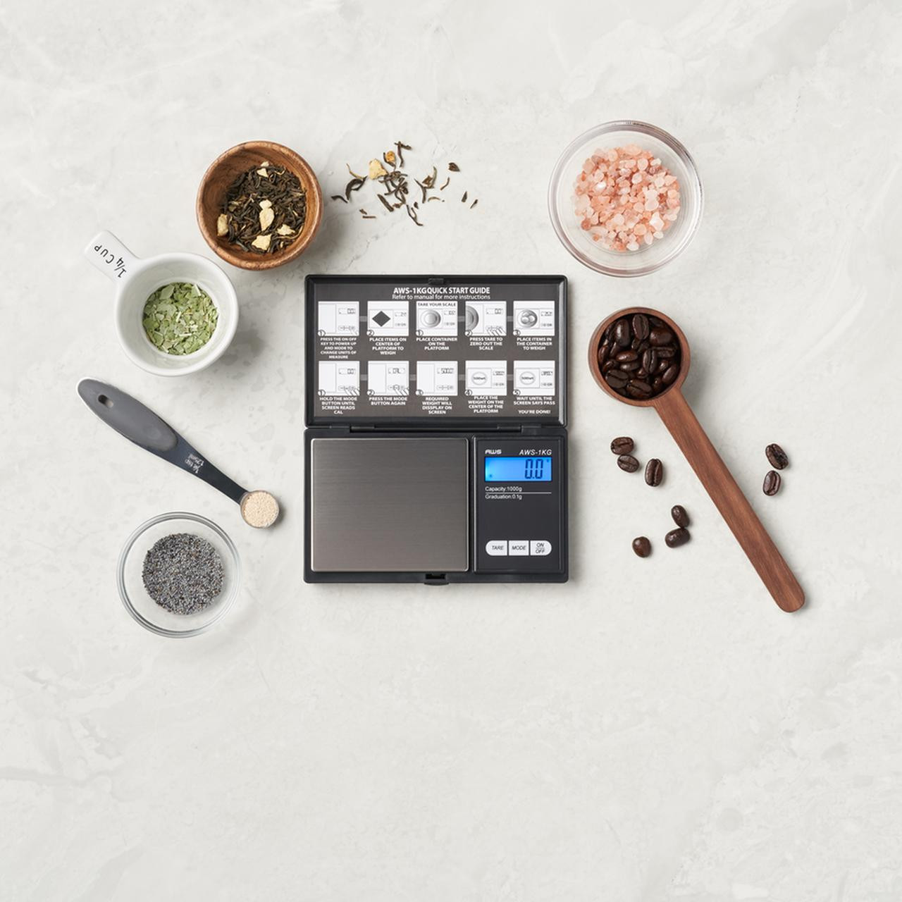 AWS-1KG Digital Pocket Scale, 1000 g x 0.1 g - Scales Plus