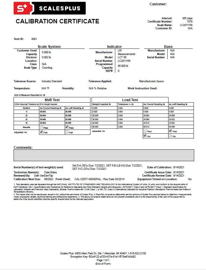NIST traceable weights calibration balance scale