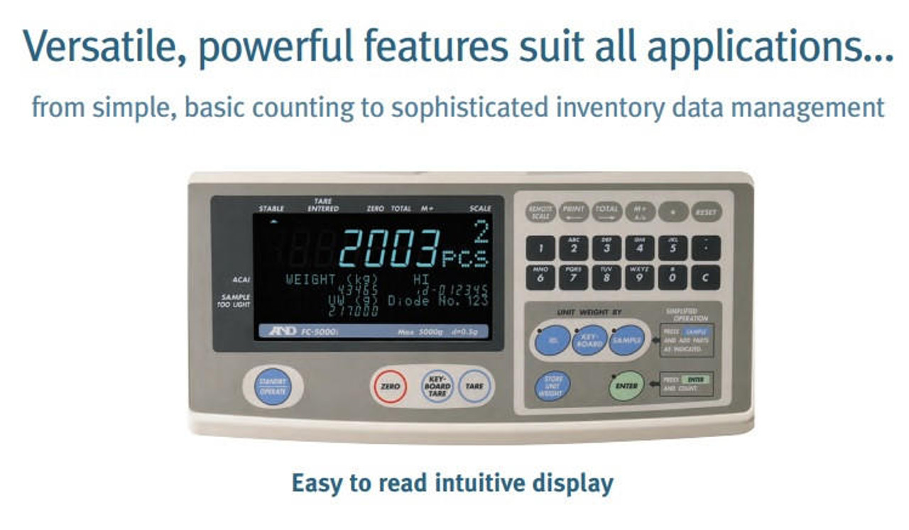 A&D Weighing FC-5000si Counting Scale, High Resolution, 5000 x 0.2