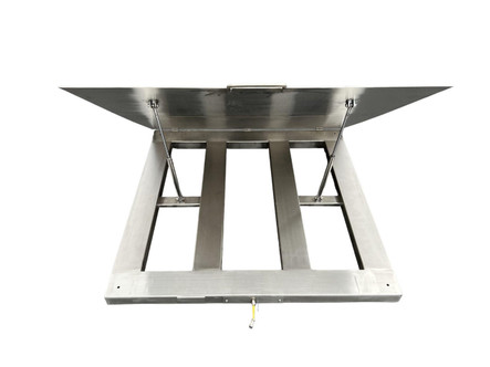  USA Measurements Mr. Reliable Lift Top Stainless Steel Floor Scale, 4' x 4', 2500 lb x 0.5 lb, NTEP, LED Indicator 