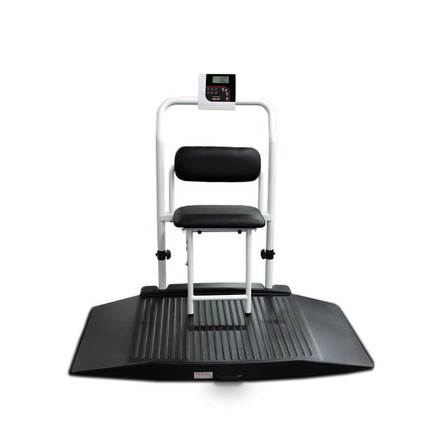 Rice Lake Weighing Systems Rice Lake 350-10-4BLE Healthweigh Dual-Ramp Wheelchair Scale with Seat, Foldable, Bluetooth, 1000lb x 0.2lb 