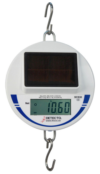Used Detecto Cardinal Detecto SCS30 Solar Powered Hanging Scale, 30 lb x 0.01 lb, NTEP Class III 