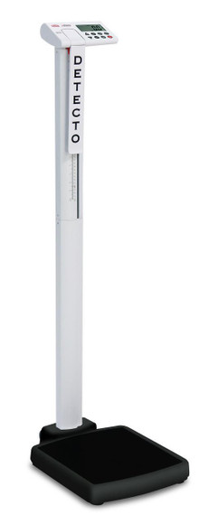 Used Detecto Cardinal Detecto Solo-AC Digital Physician Scale with Mechanical Height Rod, 550 lb x 0.2 lb