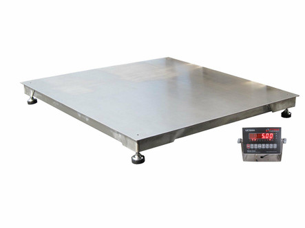 Optima OP-916 Stainless Steel Floor Scale Package with LCD Indicator, 5' x 5', 5000 lbs x 1 lb, NTEP, Class III