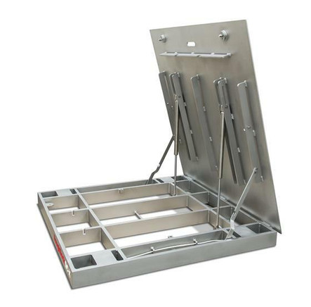 Rice Lake Weighing Systems Rice Lake RoughDeck QC-X Quick Clean Stainless Steel Floor Scale, Diamond Tread Top Plate, 4 x 4, 5000 lb, 175688