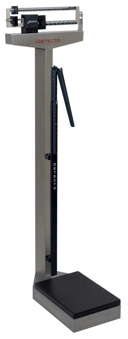 Detecto Cardinal Detecto 2391S Stainless Steel Mechanical Metric Physician Scale with Height Rod, 200 kg x 100 g