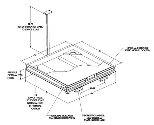 Rice Lake Weighing Systems Rice Lake Stainless Steel Portability Frame With Forklift Access Holes and Indicator Stand, 4 x 4