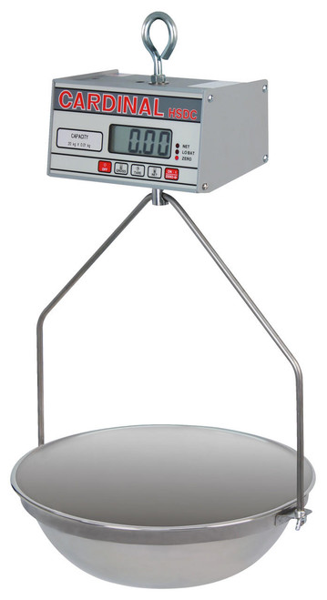 Detecto Cardinal Detecto HSDC-20KGP Hanging Scale w/ Bowl, 20 kg x 0.01 kg, NTEP Class III