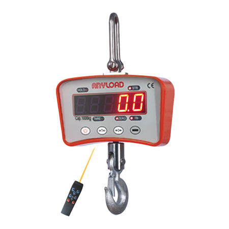 Optima Scale Digital Portable Industrial Hanging LCD Crane Scale, 500 Lb  Capacity, With Remote Control