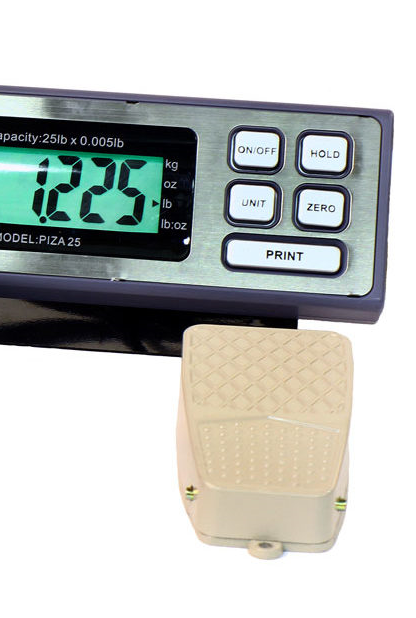 Tree PIZA Bench Scale Display and foot petal tare