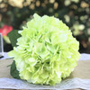 Green Silk Hydrangea Flower Arrangement in Glass Vase With Faux Water
