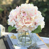 Peach Silk Hydrangea Flower Arrangement in Glass Vase With Faux Water