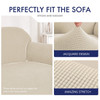 Elegant Jacquard Polyester Spandex Stretch Washable Box Cushion Armchair  Slipcover-Ivory White