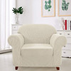 Elegant Jacquard Polyester Spandex Stretch Washable Box Cushion Armchair  Slipcover-Ivory White