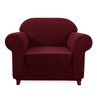  Elegant Jacquard Polyester Spandex Stretch Washable Box Cushion Armchair  Slipcover-Wine Red