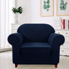  Elegant Jacquard Polyester Spandex Stretch Washable Box Cushion Armchair  Slipcover-Dark Blue