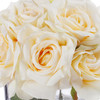 Peach Silk Open Rose Flower Arrangement in Cube Glass Vase With Faux Water