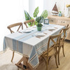 Light Blue High Quality Rectangle Cotton and Linen Tablecloth with Tassels