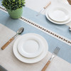 Light Blue High Quality Rectangle Cotton and Linen Tablecloth with Tassels