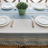 Light Blue High Quality Rectangle Cotton and Linen Tablecloth with Tassels