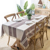 Purple Beige High Quality Rectangle Cotton and Linen Tablecloth with Tassels