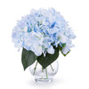 Azure Silk Hydrangea Flower Arrangement in Clear Glass Vase With Faux Water