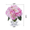Pink Silk Hydrangea Flower Arrangement in Clear Glass Vase With Faux Water
