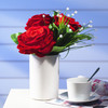 Mixed Velvet Rose Flower Arrangement in White Ceramic Vase 