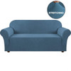 Jacquard  Polyester Spandex Fabric One Piece Box  Cushion Loveseat Slipcovers-Denim Blue