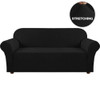 Jacquard  Polyester Spandex Fabric One Piece Box  Cushion Loveseat Slipcovers-Black