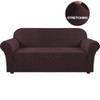 Jacquard  Polyester Spandex Fabric One Piece Box  Cushion Loveseat Slipcovers-Chocolate
