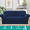 Jacquard  Polyester Spandex Fabric One Piece Box  Cushion Loveseat Slipcovers-Dark Blue