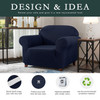 Dark Blue Jacquard Polyester Spandex Fabric Box Cushion Armchair Slipcover
