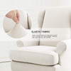 Ivory Super Stretch Rhombus Jacquard Spandex Fabric 2 Pieces T-Cushion Wingback Slipcover 