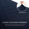 Dark Blue Ultra Soft Rhombus Jacquard Polyester Spandex Fabric Box Cushion Loveseat Slipcover