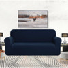 Dark Blue Ultra Soft Rhombus Jacquard Polyester Spandex Fabric Box Cushion Loveseat Slipcover