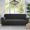 Black Ultra Soft Rhombus Jacquard Polyester Spandex Fabric Box Cushion Sofa Slipcover
