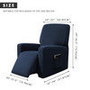 Dark Blue Ultra Soft Rhombus Stretch Fabric  Recliner Slipcover with Elastic Bottom Side Pocket