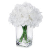 White Silk Dahlia  Arrangement in Clear Glass Vase With Faux Water