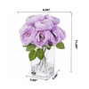 Purple Silk Peony Arrangement in Clear Glass Vase With Faux Water