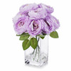 Purple Silk Peony Arrangement in Clear Glass Vase With Faux Water