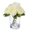 Cream Silk Peony Arrangement in Clear Glass Vase With Faux Water