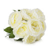 Cream Silk Peony Arrangement in Clear Glass Vase With Faux Water