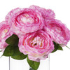 Pink Silk Peony Arrangement in Clear Glass Vase With Faux Water