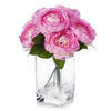 Pink Silk Peony Arrangement in Clear Glass Vase With Faux Water